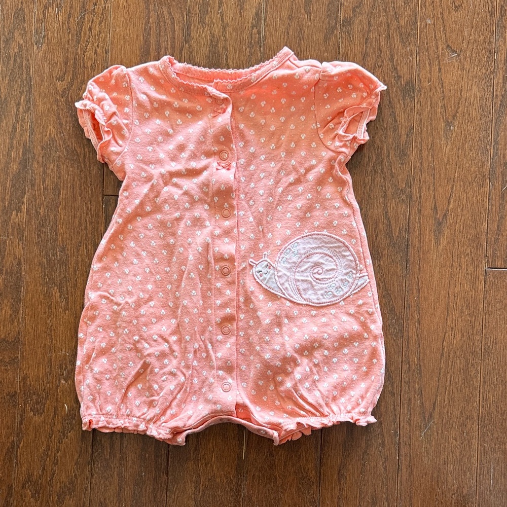 Carter’s Pink Floral Snail Girls Baby Romper 3-6 Months